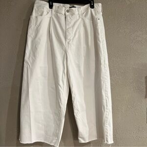 Banana Republic Factory Women’s Sz 16 White Wide Leg Crop Jeans High Rise Pleat